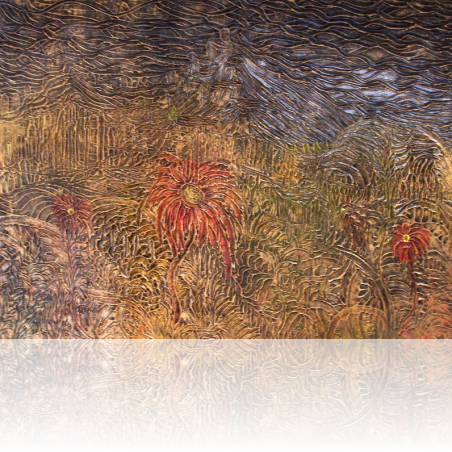 Oil on Canvas The Flower by Artist Dapacu Multidimensional Art Level 3